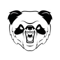 cabeza de panda guerrero blanco y negro vector