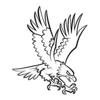 águila voladora ilustración en blanco y negro vector