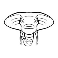 tatuaje de cabeza de elefante en blanco y negro vector