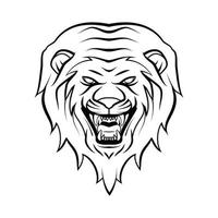 león cara enojado blanco y negro vector