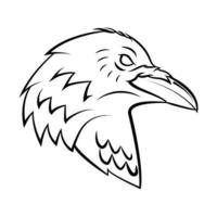 tatuaje de cabeza de cuervo en blanco y negro vector