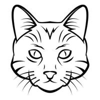 Cat Head Black and White Illustration vector