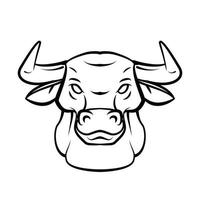 Bull Head Black and White Illustration vector