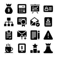 colección de iconos de glifos de servicios empresariales vector