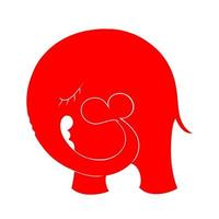 Elephant and heart. Icon of love. vector