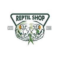 The venomous green snake's head, good for reptile shop logo and t shirt design, also reptil lover club logo vector