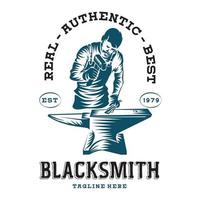 Blacksmith Logo Design Template vector illustration in vintage style, perfect for tshirt design