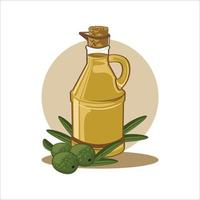 Olive oil with bottle vector illustration design, perfect for brand product iilustration mockup and promo poster