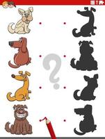 educational shadow game with comic dogs vector