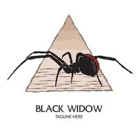 Black widow spider with triangle vector illustration, perfect for tshirt design and reptile shop logo