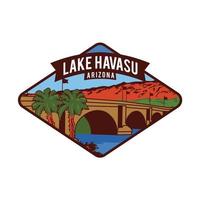 ilustración vectorial del lago havasu en el diseño de parches vintage, bueno para el diseño de parches bordados y el diseño de camisetas de vacaciones vector