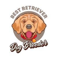 diseño de logotipo de ilustración de vector de golden retriever, perfecto para el diseño de camiseta y logotipo de tienda de mascotas de cuidado de la salud