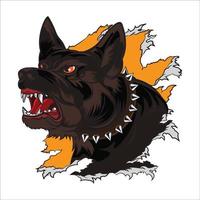 ilustración vectorial de perro rabioso en estilo antiguo, perfecta para el diseño del logotipo de camiseta y criador de perros vector