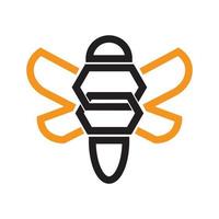 Bee vector logo in geometric style, perfect for IT Business and Service System Company also brand fashion logo