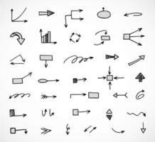 Vector set of hand drawn arrows, scheme, diagram, infographics