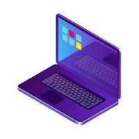Isometric vector illustration, laptop, computer icon, 3d notebook