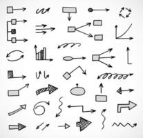 Vector set of hand drawn arrows, scheme, diagram, infographics