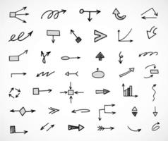 Vector set of hand drawn arrows, elements for presentation