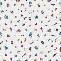 Vector seamless pattern from colored whimsical doodles, abstract background