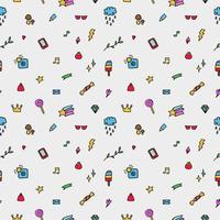 Vector seamless pattern from colored whimsical doodles, abstract background