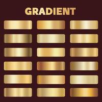 Metal golden gradients. Vector square gold gradient texture collection for design