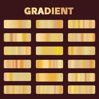 Metal golden gradients. Vector square gold gradient texture collection for design