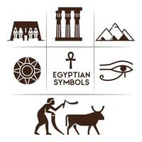 símbolos egipcios y símbolos faraónicos vector