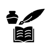 icono de vector de pluma y libro único