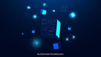 Abstract Square Box Concept Digital Technology Futuristic Modern Cryptocurrency Blockchain Connection Network On blue Background vector