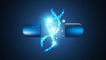 abstract medicine concept capsule DNA treatment modern technology medical on blue background vector