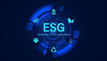 Abstract technology futuristic concept ESG digital circle icon infographic on modern blue background vector