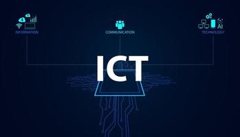 Abstract circuit board Futuristic Modern Concept ICT Information and Communication Technology data security protection analyze or process receiving and sending data storage and reuse vector