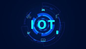 Abstract technology futuristic concept internet of things digital circle iot icon infographic on modern blue background vector