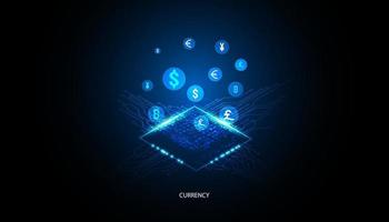 Abstract Circuit Board Electronics Concept Currency exchange Circuit connection, modern system, AI system, artificial intelligence mechanism vector