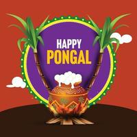 ilustración del feliz festival de la cosecha navideña pongal de tamil nadu, sur de la india, fondo de saludo vector