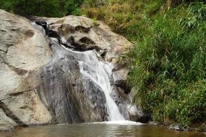 Scenic view on a small waterfall in the jungle. Pai, Thailand. photo