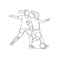 Vector illustration of soccer player written in line art style