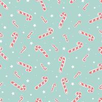 Hand drawn candy cane seamless pattern on teal background vector