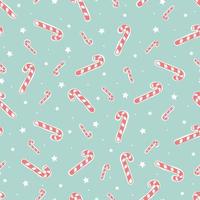 Hand drawn candy cane seamless pattern on teal background vector