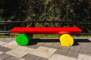 colorful bright park bench, colorful outdoor park bench design photo