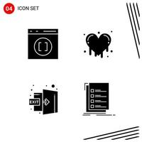 Collection of 4 Vector Icons in solid style Pixle Perfect Glyph Symbols for Web and Mobile Solid Icon Signs on White Background 4 Icons