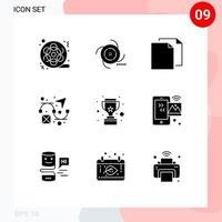 Universal Icon Symbols Group of 9 Modern Solid Glyphs of cup creativity galaxy creative duplicate Editable Vector Design Elements