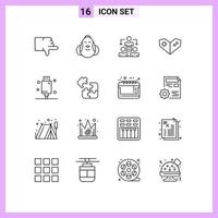 16 Thematic Vector Outlines and Editable Symbols of devices playstation happy videogame communication Editable Vector Design Elements