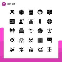 Pack of 25 Modern Solid Glyphs Signs and Symbols for Web Print Media such as delivered investment microbe insurance data Editable Vector Design Elements