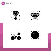 Solid Glyph Pack of 4 Universal Symbols of female hot wedding value nature Editable Vector Design Elements