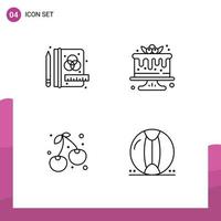 4 User Interface Line Pack of modern Signs and Symbols of creative food cake sweets ball Editable Vector Design Elements