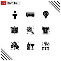 9 Universal Solid Glyph Signs Symbols of lab visual pin sketching draft Editable Vector Design Elements