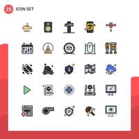 paquete de iconos de vector de stock de 25 signos y símbolos de línea para elementos de diseño de vector editable de cabina de libro de aplicación móvil de educación chino chino