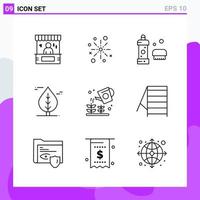 Set of 9 icons in Line style Creative Outline Symbols for Website Design and Mobile Apps Simple Line Icon Sign Isolated on White Background 9 Icons vector