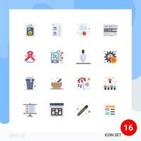 Mobile Interface Flat Color Set of 16 Pictograms of sound module paper mastering strategic Editable Pack of Creative Vector Design Elements